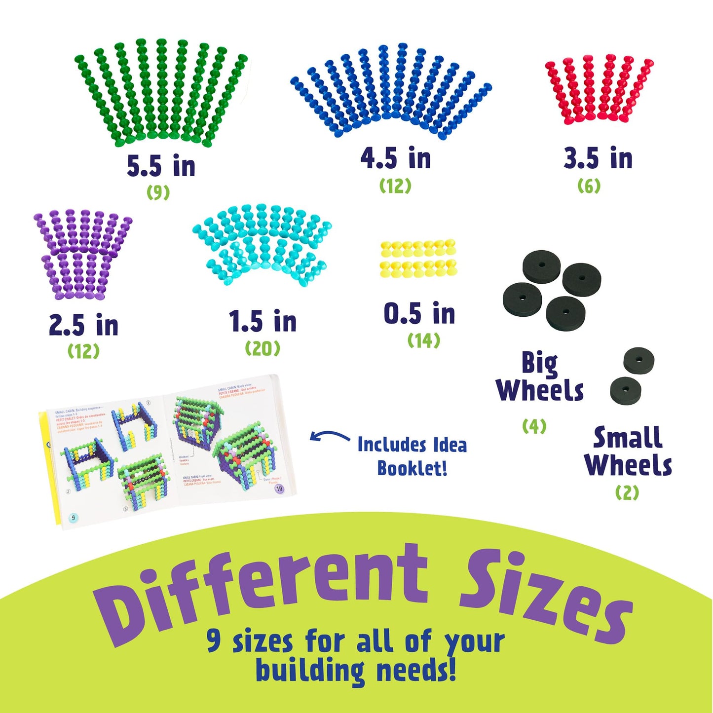 POPULAR PLAYTHINGS Playstix, Building Sticks Kit for Kids, Construction Stem Building Toy Gift for Boys & Girls - Starter Set 80 Piece