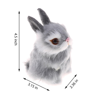 GUDVES Mini Realistic Cute Plush Rabbits Fur Lifelike Animal Easter Bunny Simulation Toy Model Gift Miniatures Decorations, Gray (Gray)