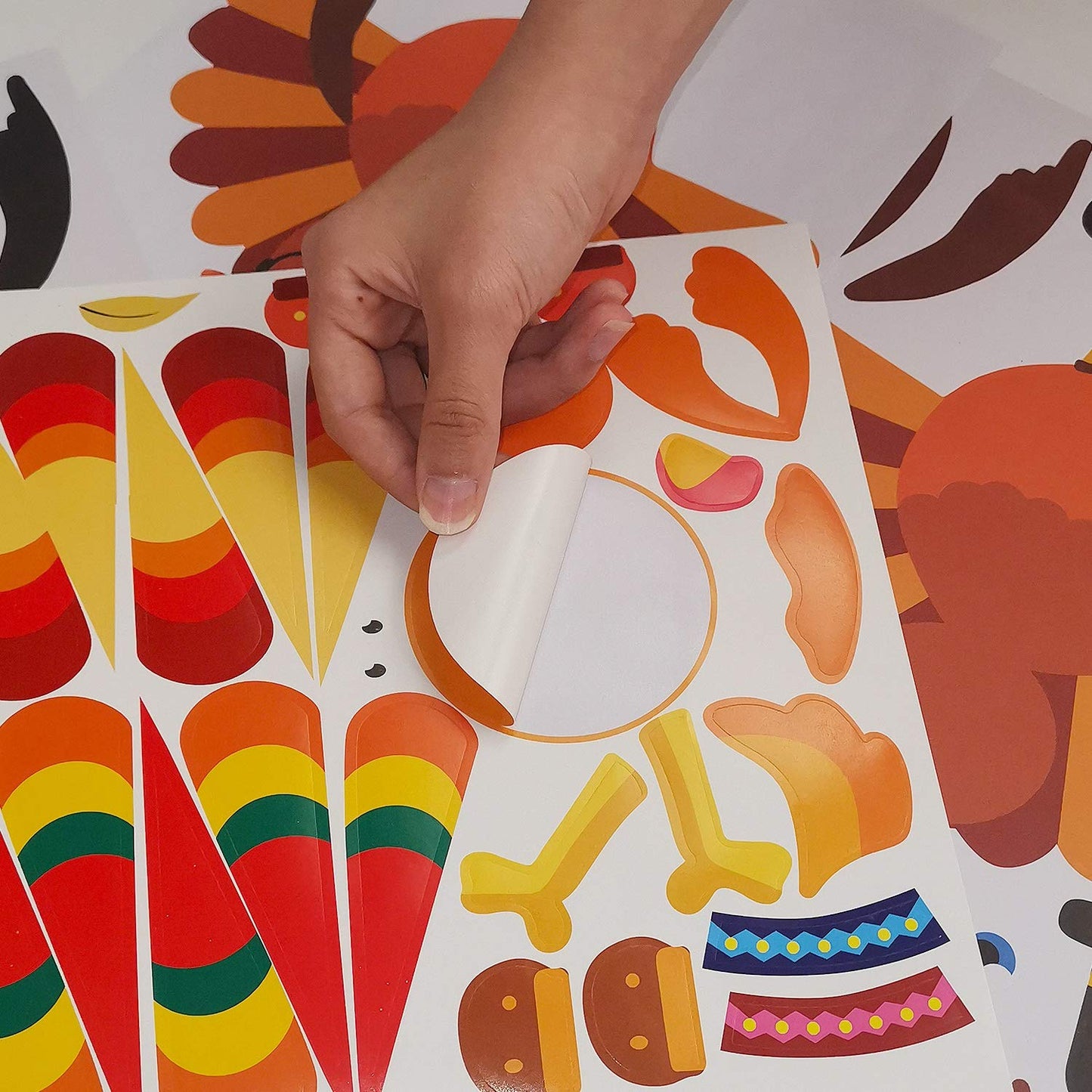 Lulu Home Thanks-Giving Game, 20 Sheets Make-A-Turkey Stickers, Kids DIY Turkey Sticker Craft for Fall Party, Family Gethering and Class Game