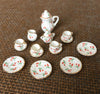 SXFSE 1:12 Dollhouse Miniature Teapot Cup Dish Set, 15PCS Porcelain Tea Cup Set Dollhouse Kitchen Accessories
