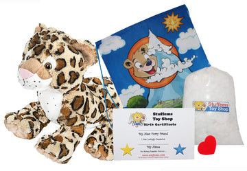 Make Your Own Stuffed Animal Charlie The Cheetah 16"- No Sew - Kit with Cute Backpack!
