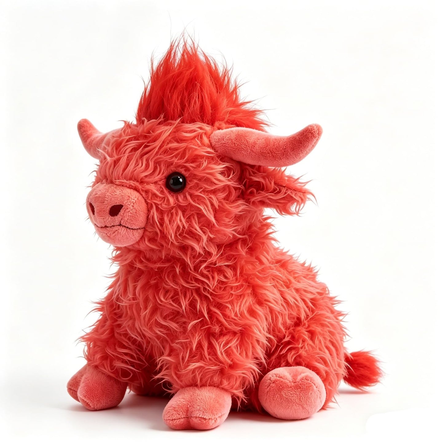 WinAdiGoo Red Highland Cow Stuffed Animal 10 inch Realistic Cattle Plush Doll Farm Toy Gift