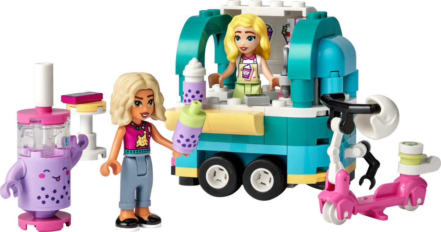 LEGO Friends Mobile Bubble Tea Shop Toy Building Set 41733, Fun Pretend Play Toy Vehicle Set with Toy Scooter, Mobile Cart, Cash Register, Play Store