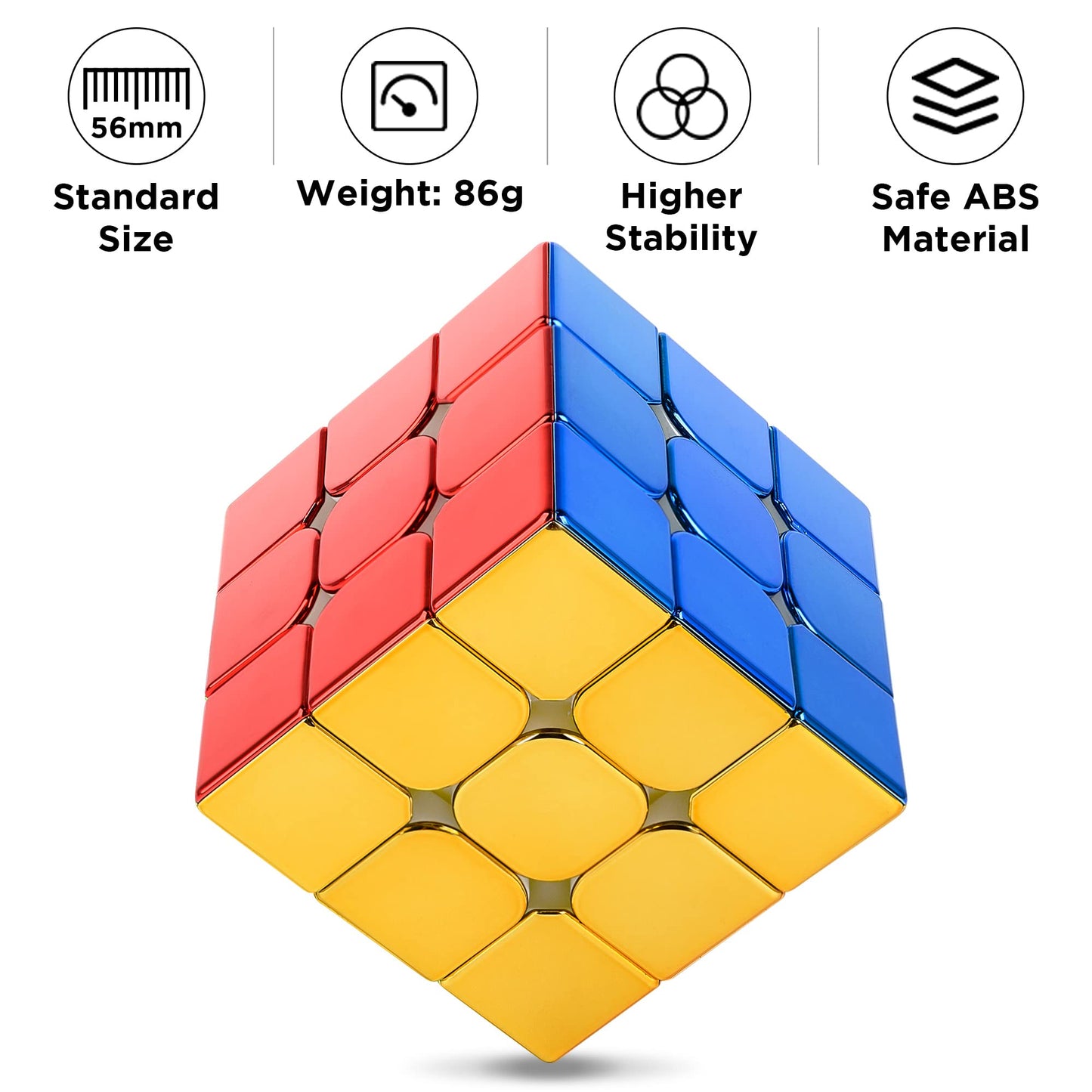 D-FantiX Magnetic Mirror Reflective Speed Cube 3x3x3 with Display Stand