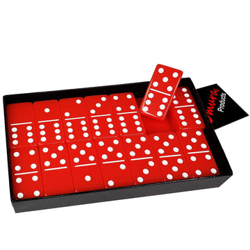 OMURA Games | Acrylic Double 6 Jumbo Dominoes Set (Glossy Red)