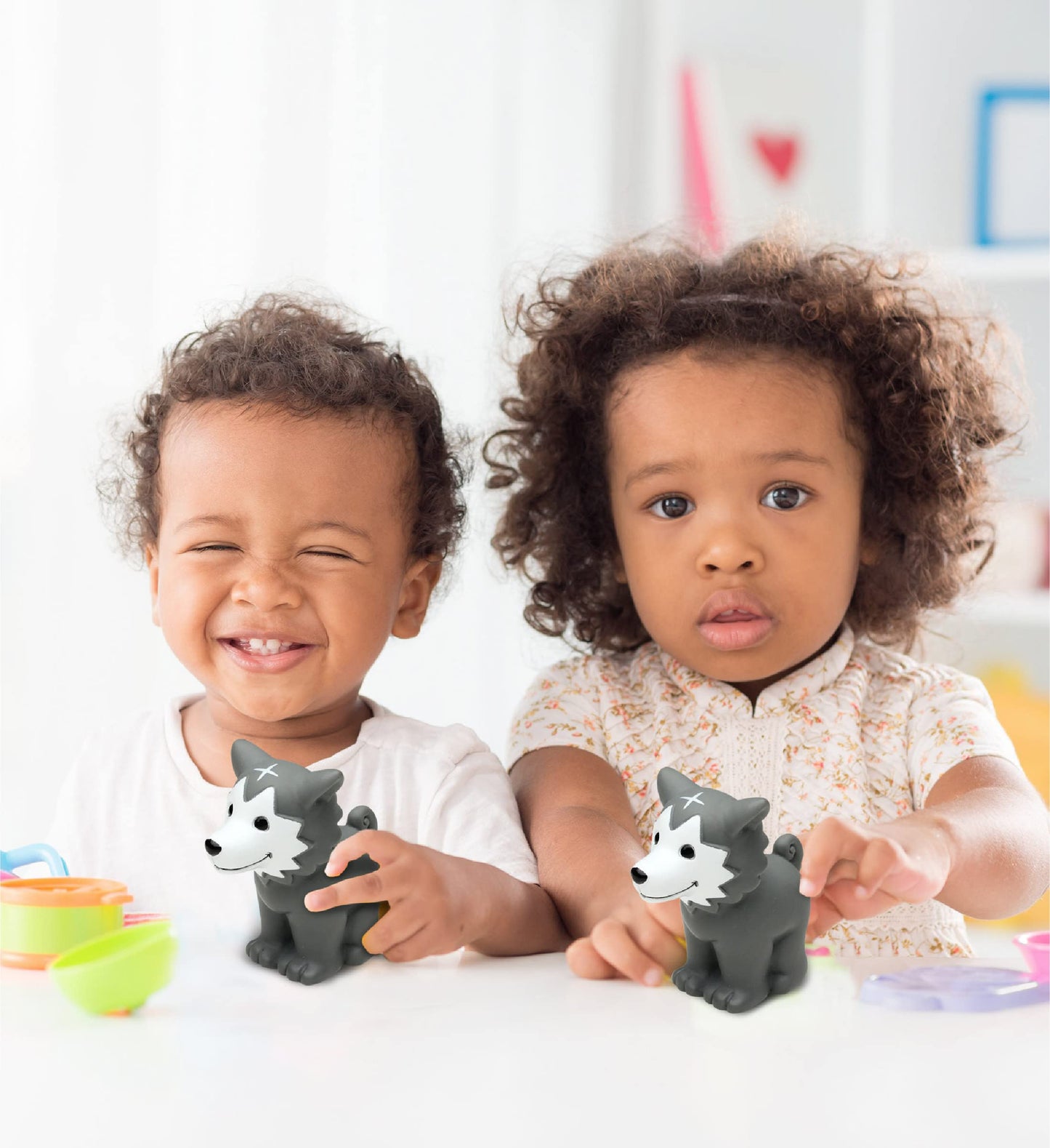 DolliBu Wolf Bath Buddy Squirter - Floating Wolf Rubber Bath Toy, Fun Water Squirting Bathtime Play For Toddlers, Cute and Soft Wild Life Animal Toy