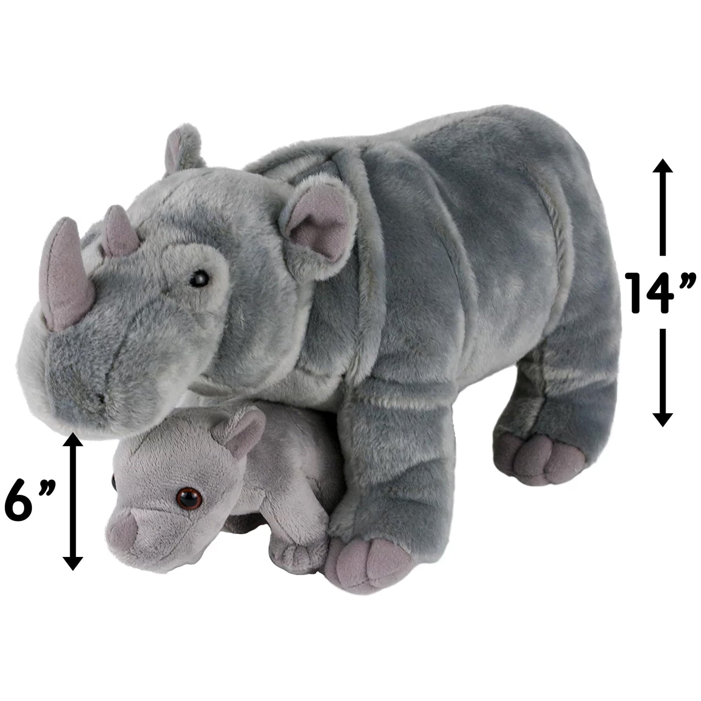 Rhode Island Novelty Charming And Rhino Plush, Soft Stuffed Animal Toy for Kids, 14 Inch