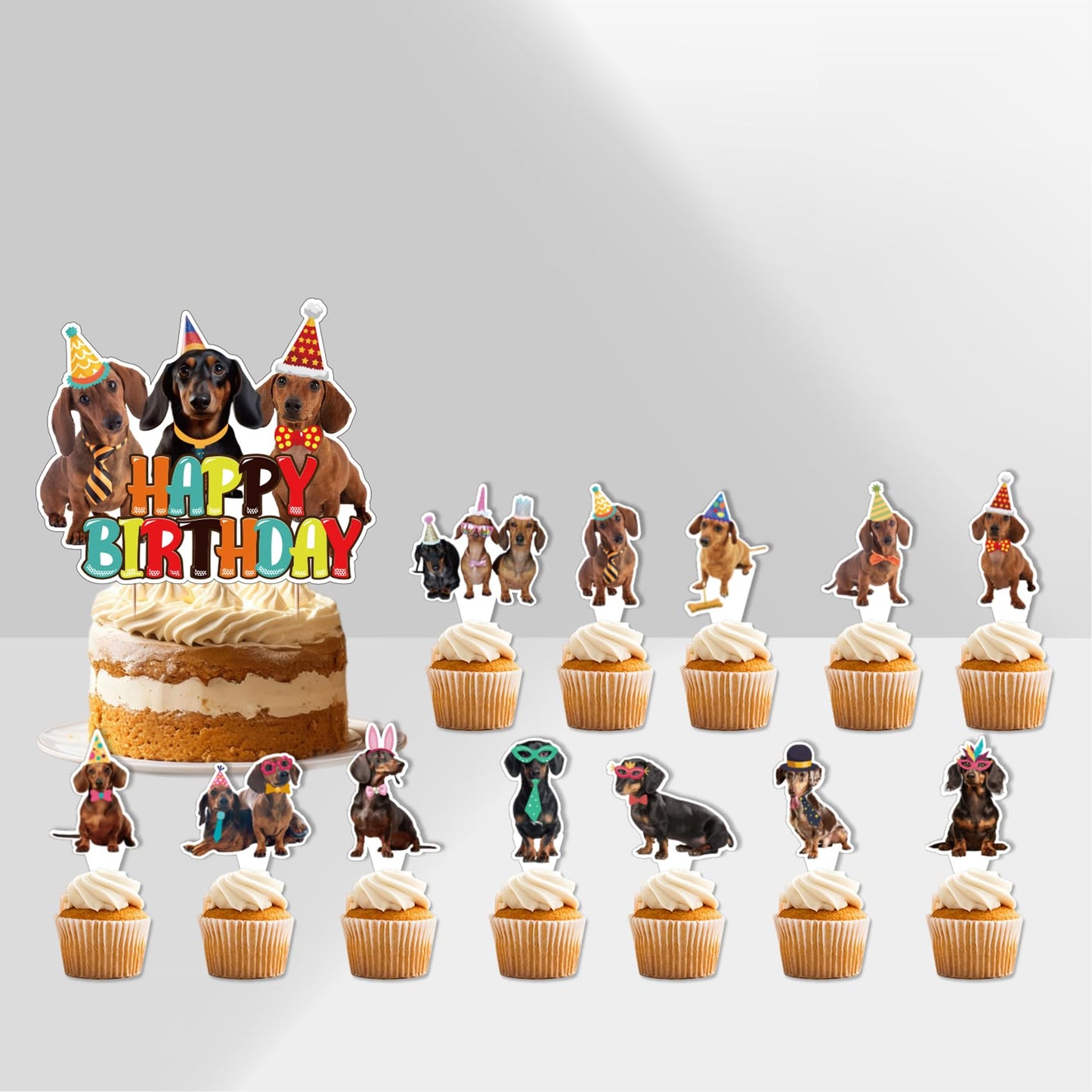 25 Dachshund Cake Toppers - Dachshund Dog Cake Decorations for Parties & Birthdays
