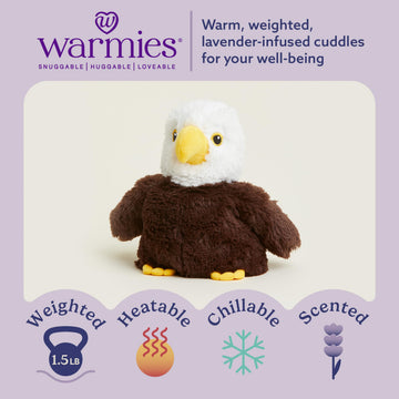 warmies Microwavable & Weighted Stuffed Animals, Eagle - Heated Stuffed Animal Plushie for Warmth & Comfort - Cute Soft Plush Toys for Adults