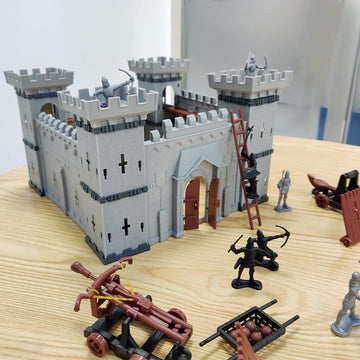 PXRJE Medieval Castle Knights Action Figure Toy Army Playset with Assemble Castle, Catapult and Horse-Drawn Carriage Great for Girls and Boys(A1)