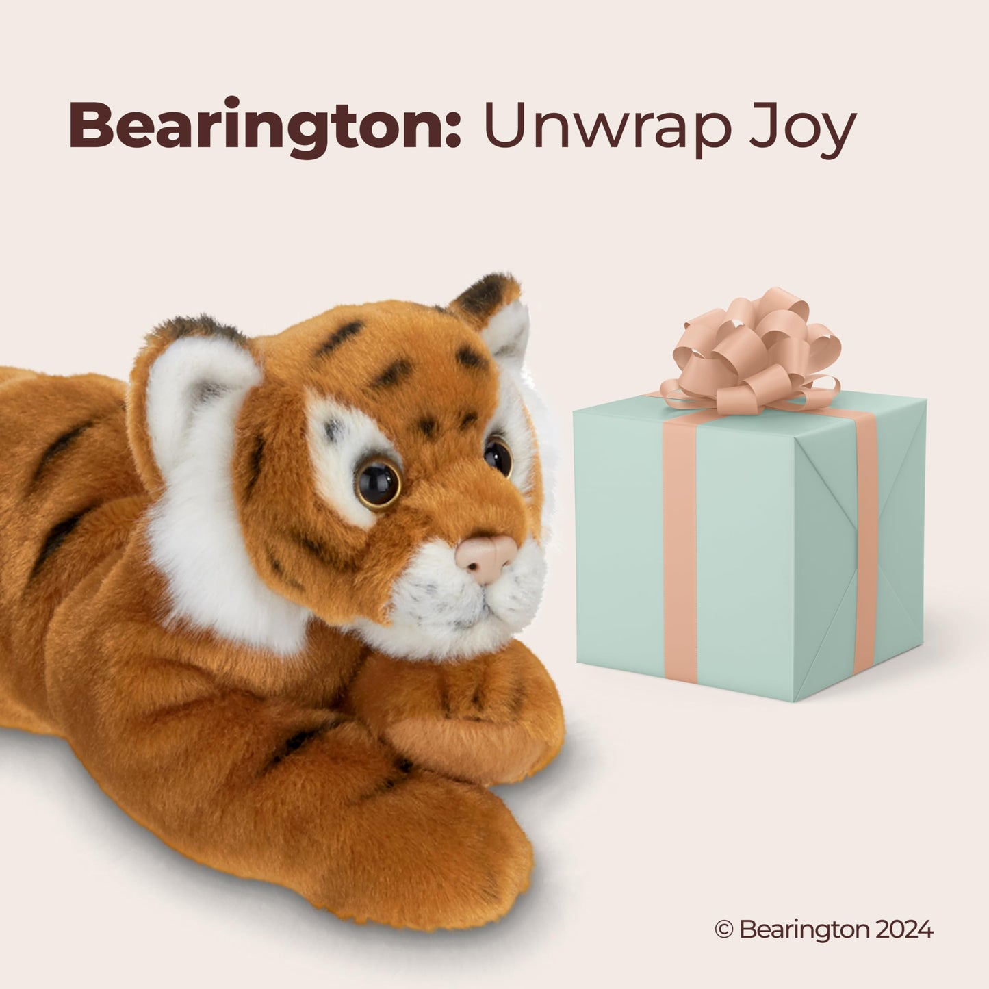 Bearington Lil' Saber Tiger Stuffed Animal - 9" Adorable Baby Tiger Plush Toy with Soft, Poseable Floppy Body - Realistic Stuffed Animal Tigers Gift