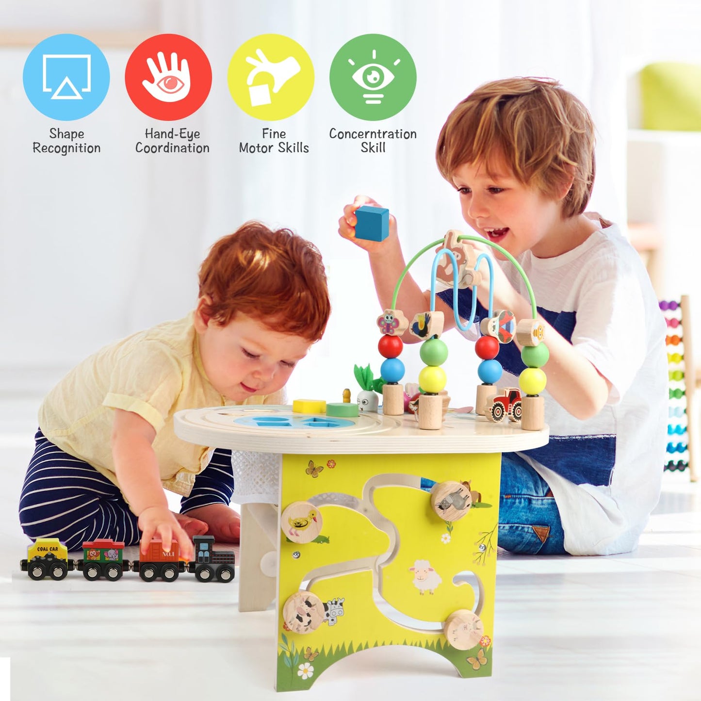 Gemileo Activity Table for 1 Year Old Montessori Educational Learning Toys for 1 2 Year Old Girls Boys Toddlers Baby 12-18 Months 1st First Birthday