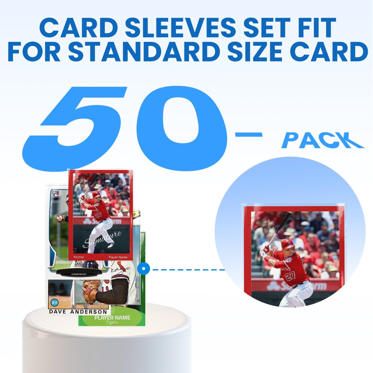 MZONGZI 3 Row Trading Card Storage Box - Holds 2400 Cards, Fits Toploaders & Magnetic Cases, Includes 50 Sleeves, 8 Dividers & 3 Supports - Sport Card