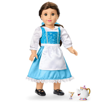 American Girl, Disney, Princess Belle, Blue Dress, Mrs. Potts, Chip, & Accessories, 18-inch Doll Clothing, Ages 6+