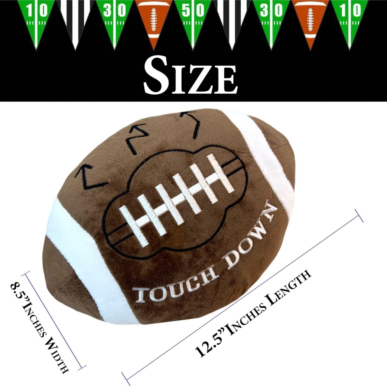 GiftExpress 12-Inch Plush Football Throw Pillow - Stuffed Soft Toy, Game Day Room Decor, Football Theme Cushion for Kids & Sports Fans