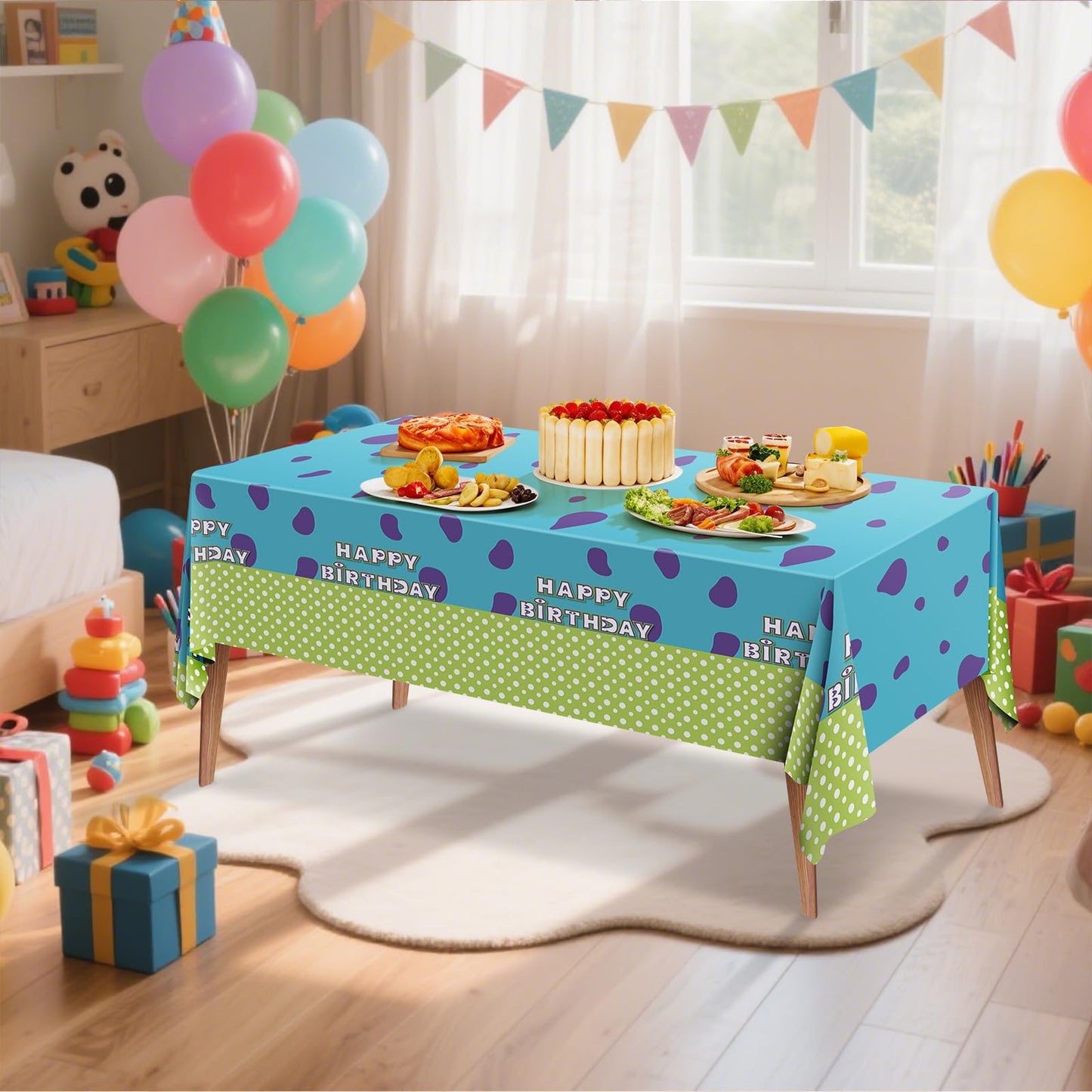 LTplazhi 3PCS Monster Plastic Tablecloths, Disposable Cartoon Party Table Cloths for Kids Birthday Baby Shower Party Decorations Supplies, 54inch x