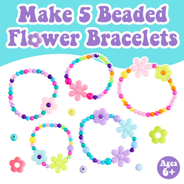 Creativity for Kids Beaded Flower Bracelet Making Kit | DIY Jewelry Craft Kit | Summer Crafts & Festival Accessories | Create 5 Colorful Beaded