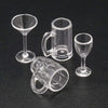 4Pcs Clear Glass Dollhouse Miniature Drinking Set, 1/12 Scale Wine Cocktail Glasses, Beer Mug Stein for Kitchen Bar