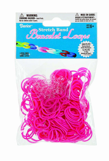 Darice 312-Piece Stretch Band Bracelet Loops and S-Clips Set, Pink