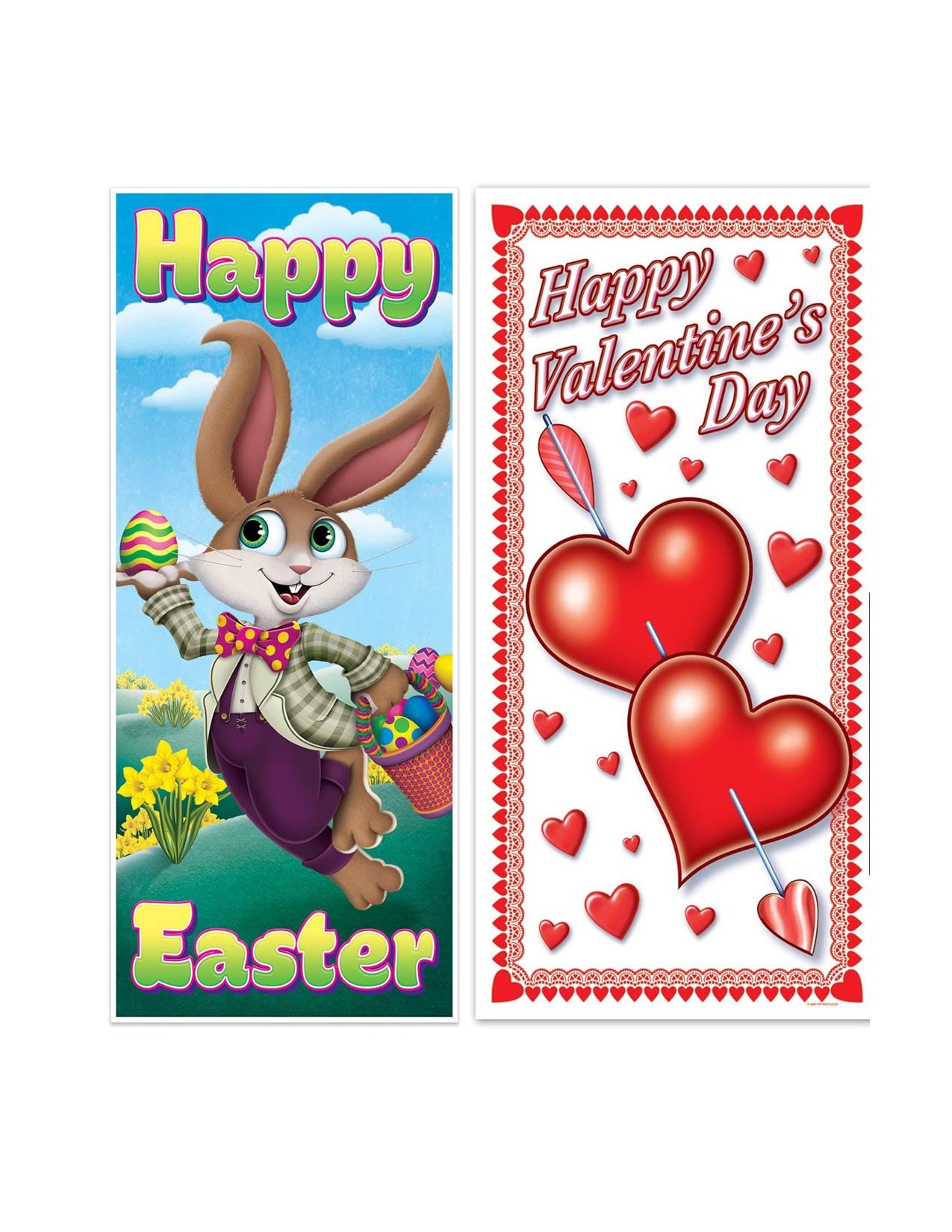 Valueballoon Party & Gifts Set Of 2 Valentine’s Day & Easter Bunny Plastic Door Covers Birthday Party Decorations Supplies