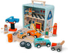 Jack Rabbit Creations Auto Garage Suitcase Playset, Portable Carry Case Style, Multicolor, 16 Eco-Friendly Wooden Figures, Mechanics, Cars & Car