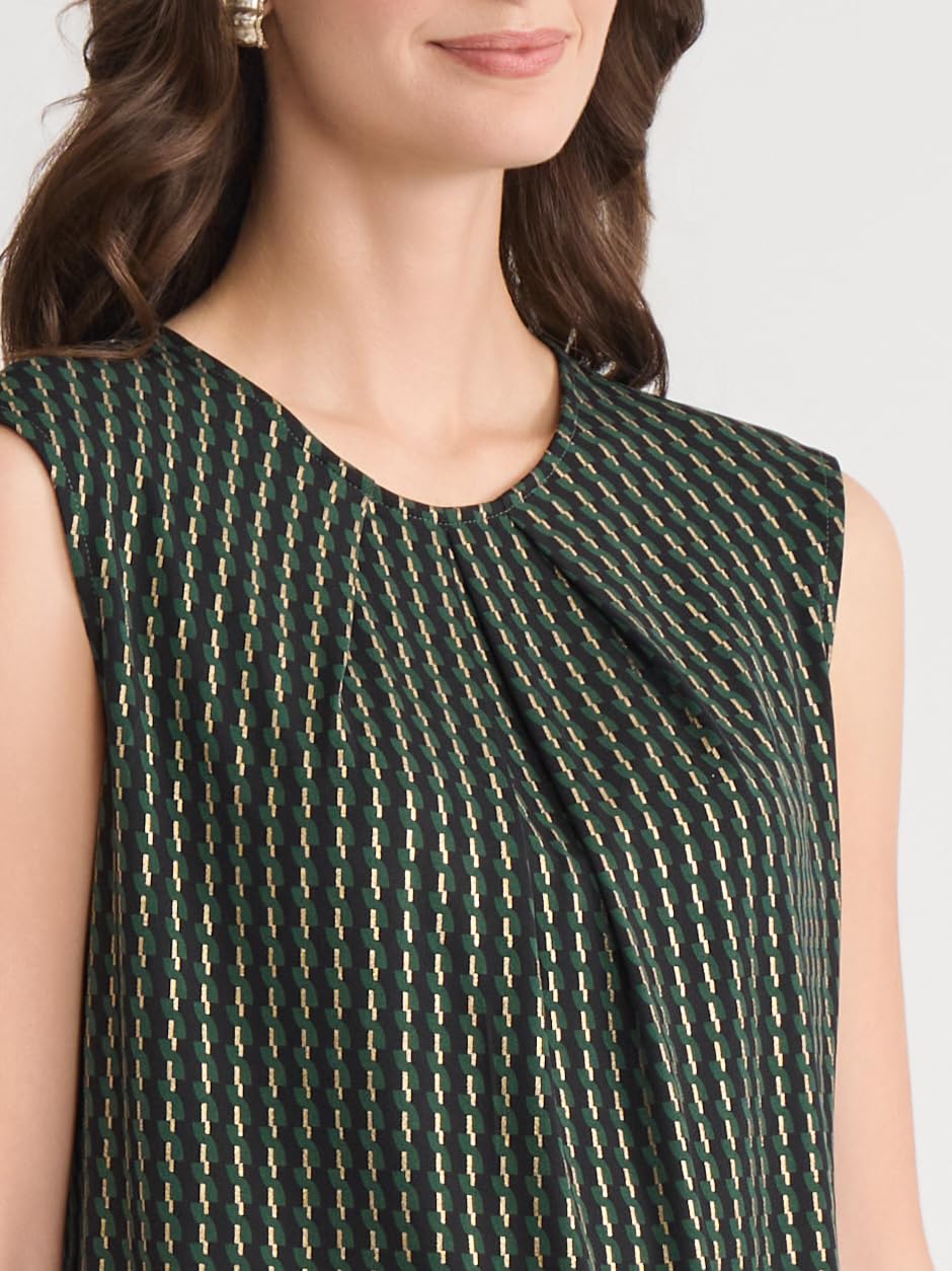 Kasper Petite Cap Sleeve Printed Foil Top