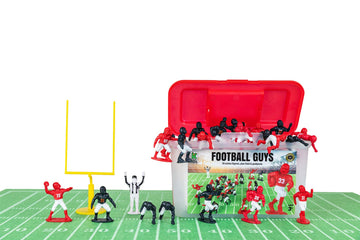 Kaskey Kids Football Guys, Red White vs. Navy White, 30 Pieces in Each Set, Includes 2 Teams, Accessories, and Travel Storage Case, Nostalgic Sports