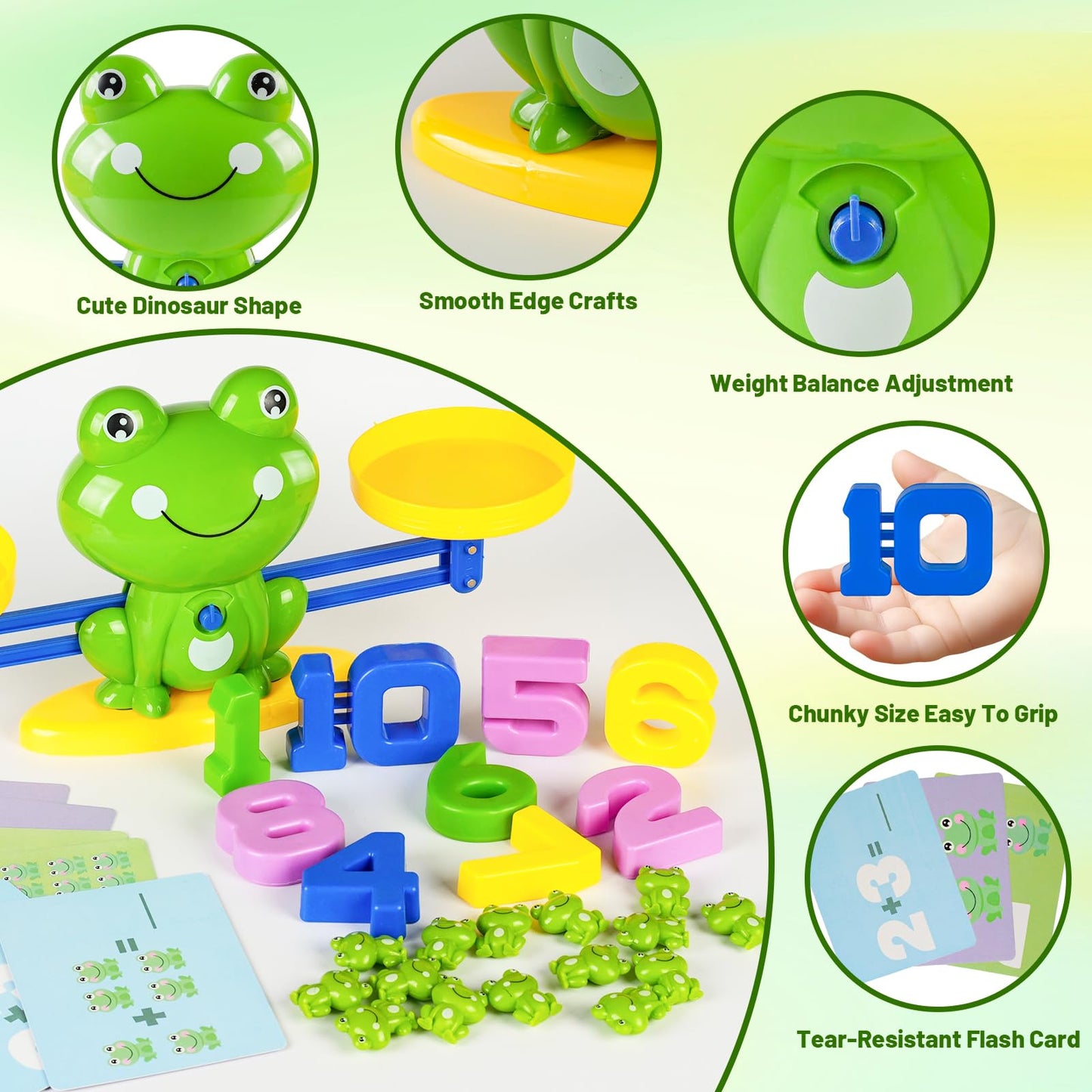 ISMETACU Frog Balance Math Toy for Preschool - Cool Counting Manipulatives and STEM Learning Materials for Kids Ages 5-7, Fun Number Match Activity