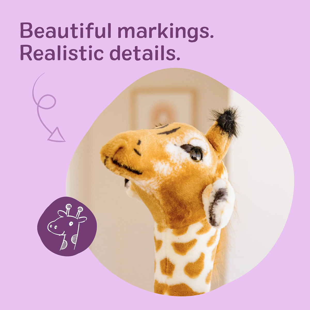 Melissa & Doug Giant Giraffe Stuffed Animal, Lifelike Plush Toy Stands Over 4-Feet Tall, Surface Washable Pretend Play Toddler Toys for Girls & Boys