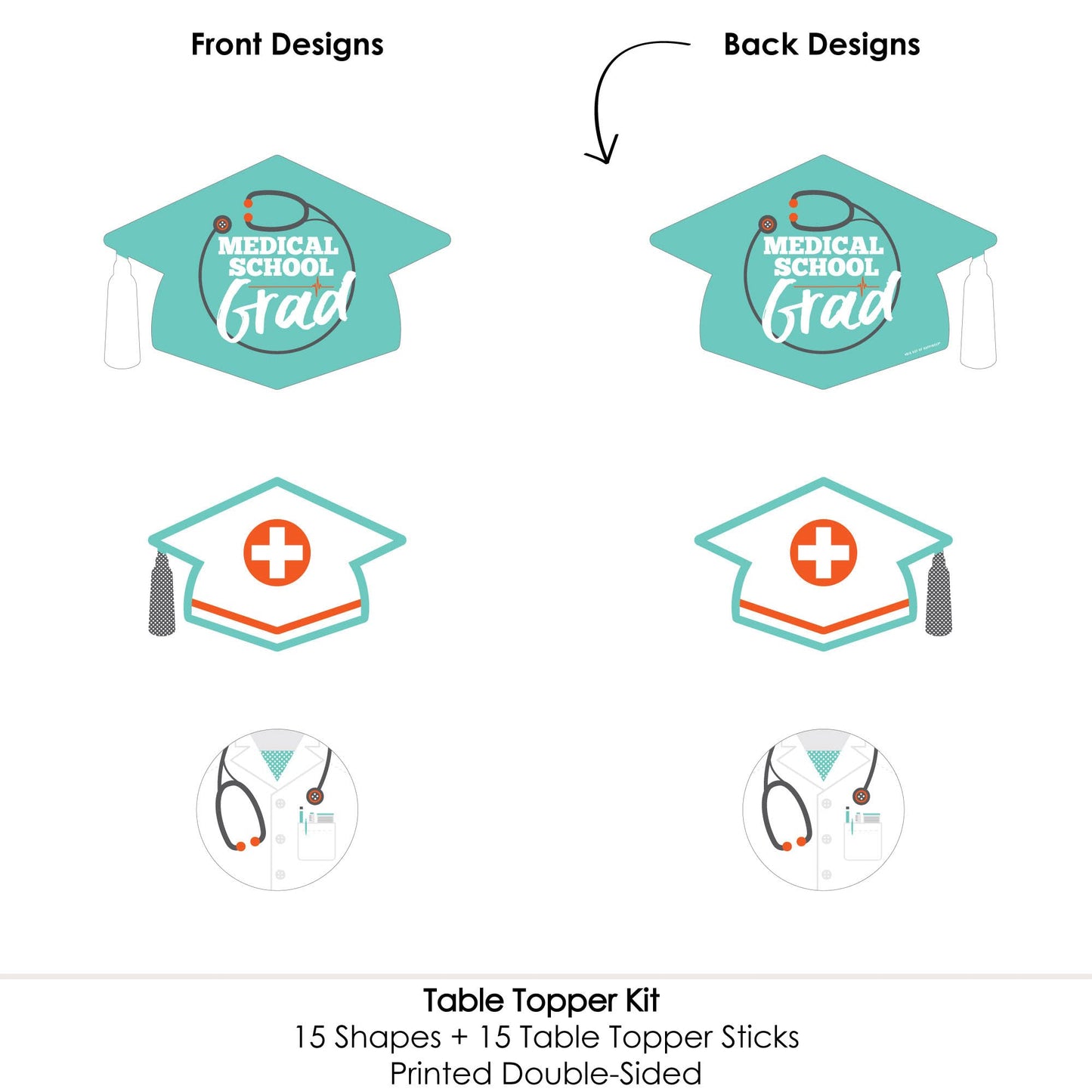 Big Dot of Happiness Medical School Grad - Doctor Graduation Party Centerpiece Sticks - Table Toppers - Set of 15