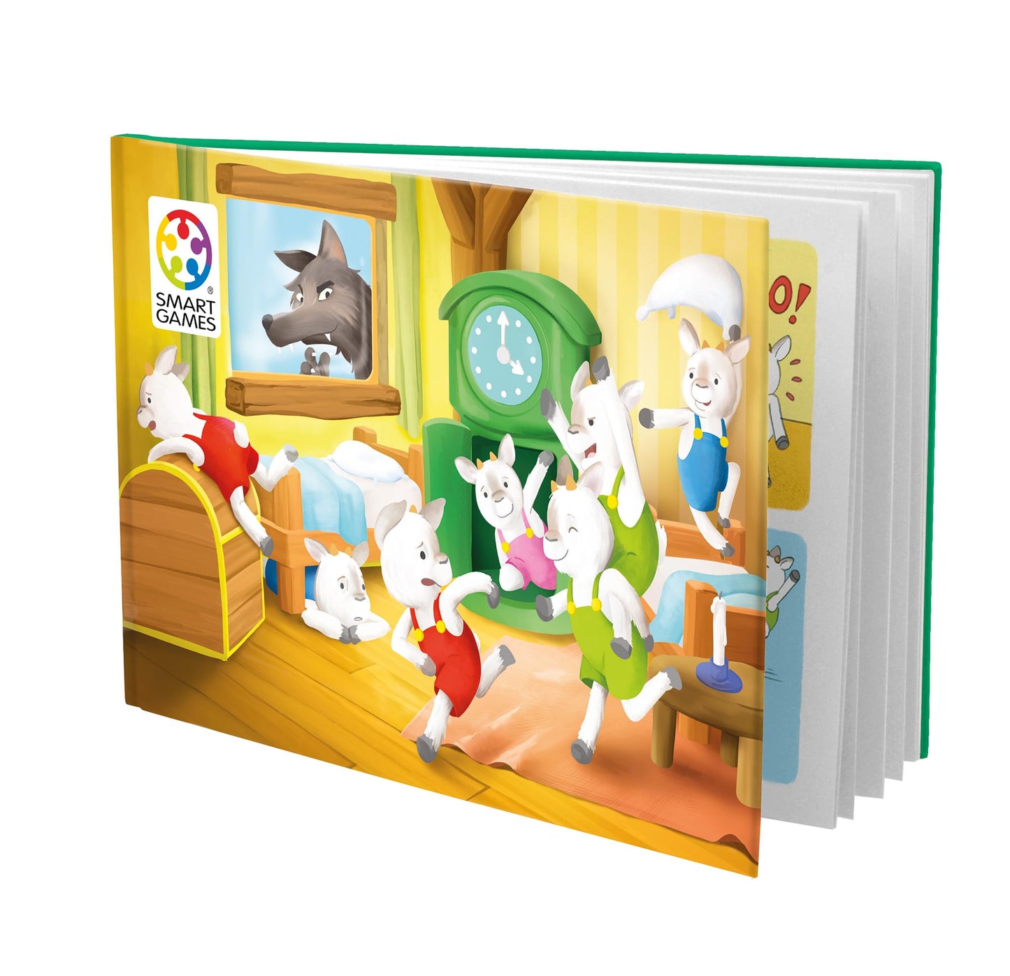 SmartGames Hide and Goat Seek - Shape-Matching Logic Puzzle with Storybook | Help 7 Goats Outsmart the Wolf | 48 Challenges | Ages 3-7