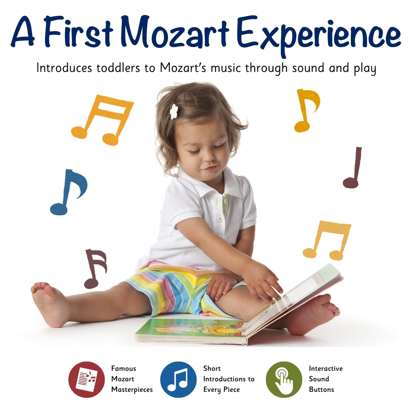 LITTLE MAESTRO Discover Mozart - 28 Timeless Masterpieces, Musical Books for Toddlers, 28-Button Music Book, Musical Toys for Toddlers 1-3