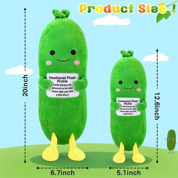 Sprinqdawin Emotional Plush Pickle,Pickle Stuffed Animal-20” Plushies Cucumber Stuffed Animal with Positive Words,Kawaii Plush Toys Birthday