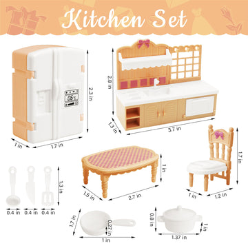 10 Pieces Mini Kitchen Set Dollhouse Kitchen Miniature Kitchen Set Doll Mini Kitchen for Kids Doll House Furniture and Accessories Set Mini Dollhouse