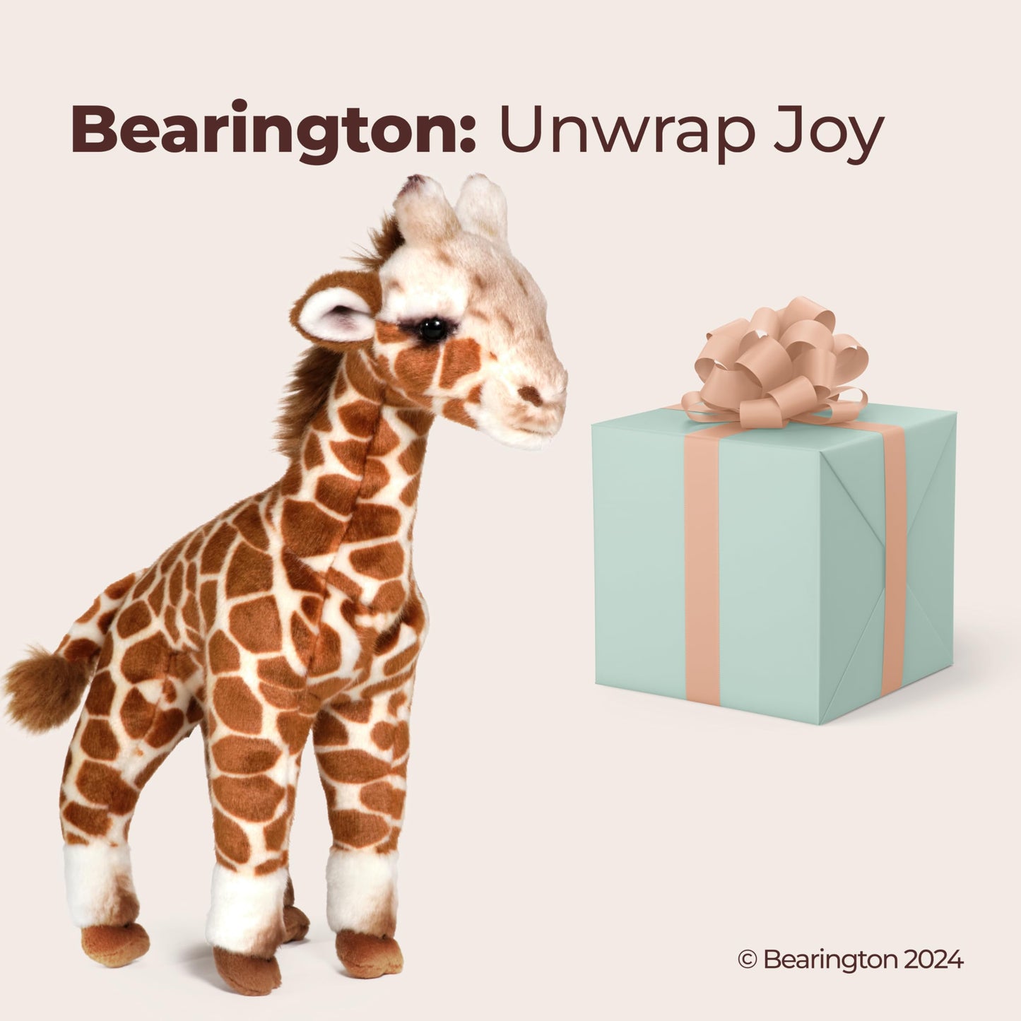 Bearington Twiggie Giraffe Stuffed Animal - 15" Soft and Realistic Baby Giraffe Plush Toy with Cuddly Faux-Fur - Adorable Stuffed Animal Giraffes Gift