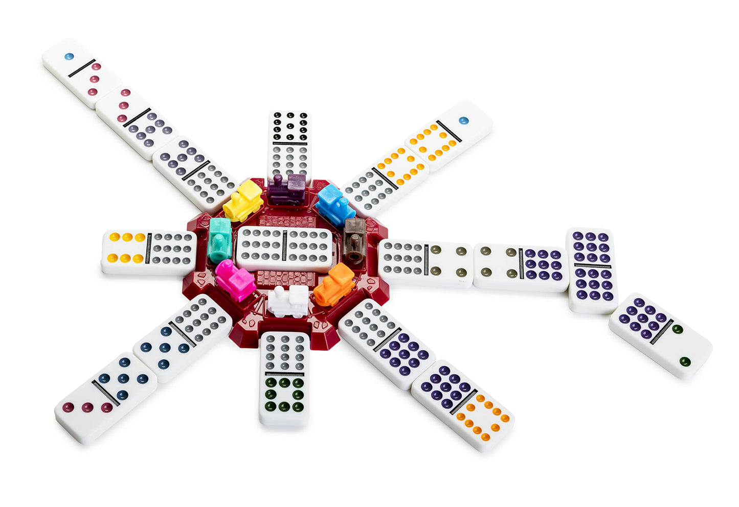 Continuum Games Family Traditions Mexican Train Dominoes Tin, Crystalline Dominoes