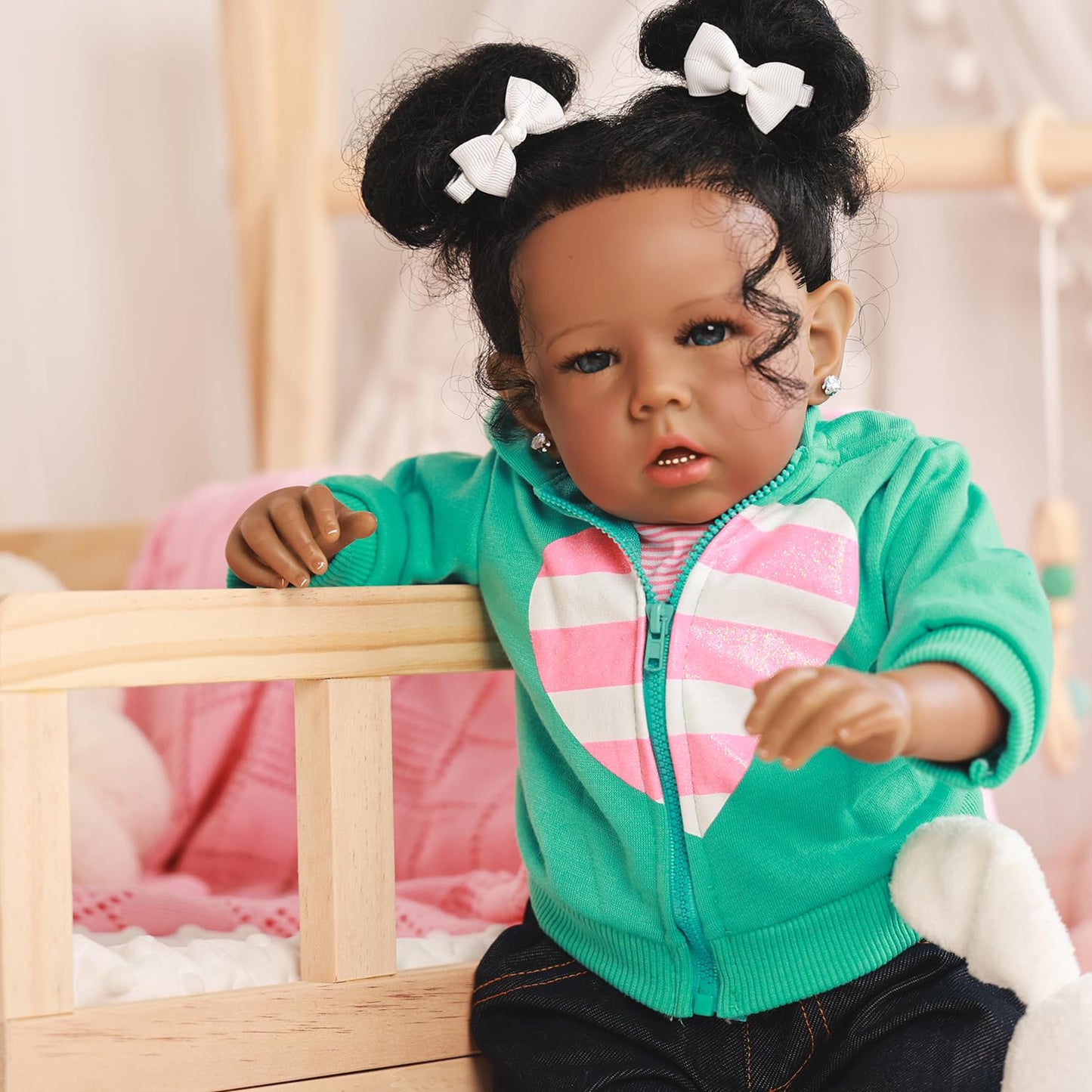 Rebornova Reborn Baby Dolls Black Girl, African American 20 Inch Realistic Newborn Baby Dolls with Lifelike Soft Body Silicone Limbs Birthday Gift Set