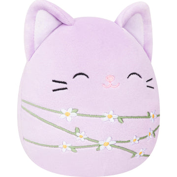 Squishmallows Original 8in Mak the Lavender Cat Wrapped in Flower Stems - Official Jazwares Plush (Little)