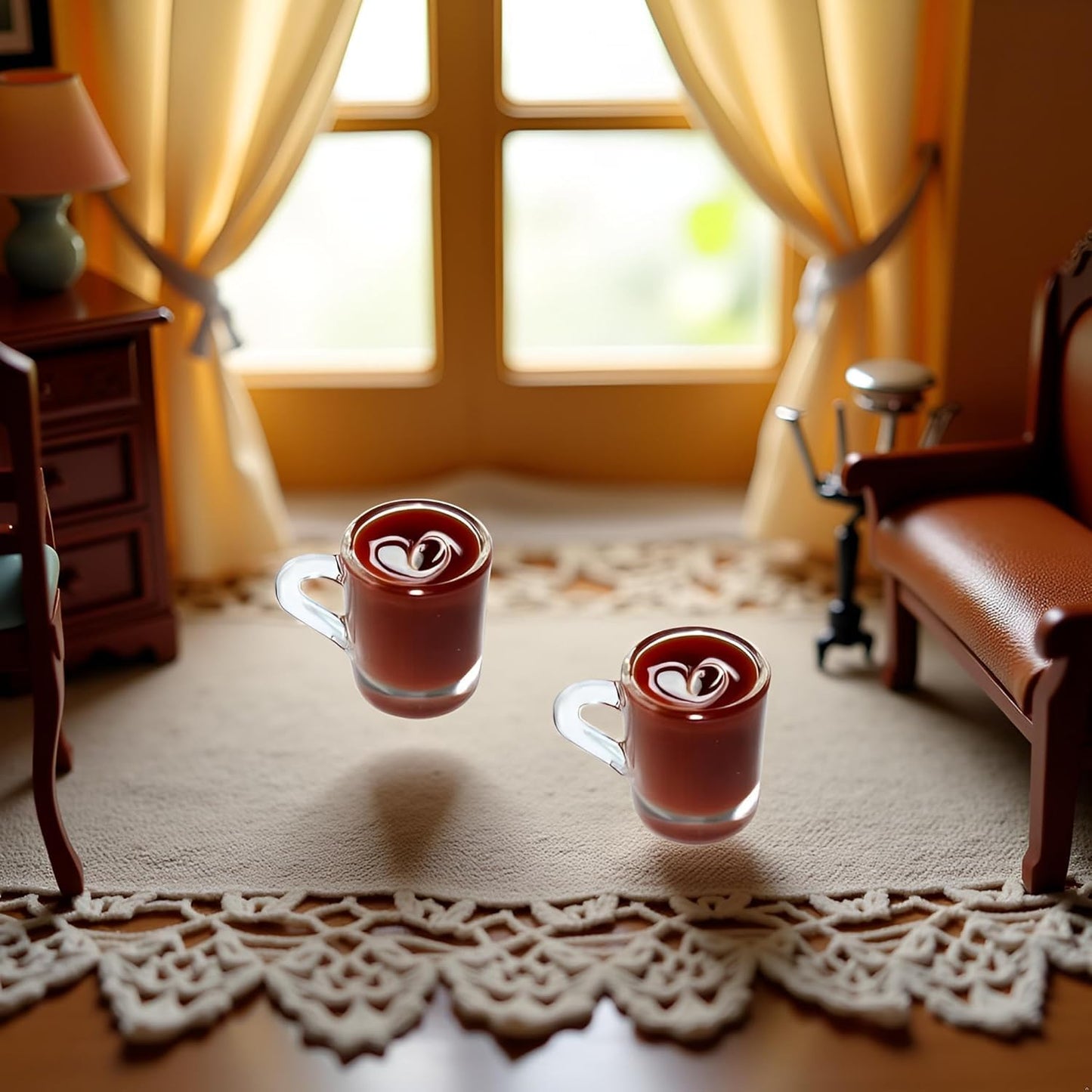 2Pcs Miniature Coffee Cups Model Dollhouse Ornament Dollhouse Decoration Mini Doll House Decor Accessories