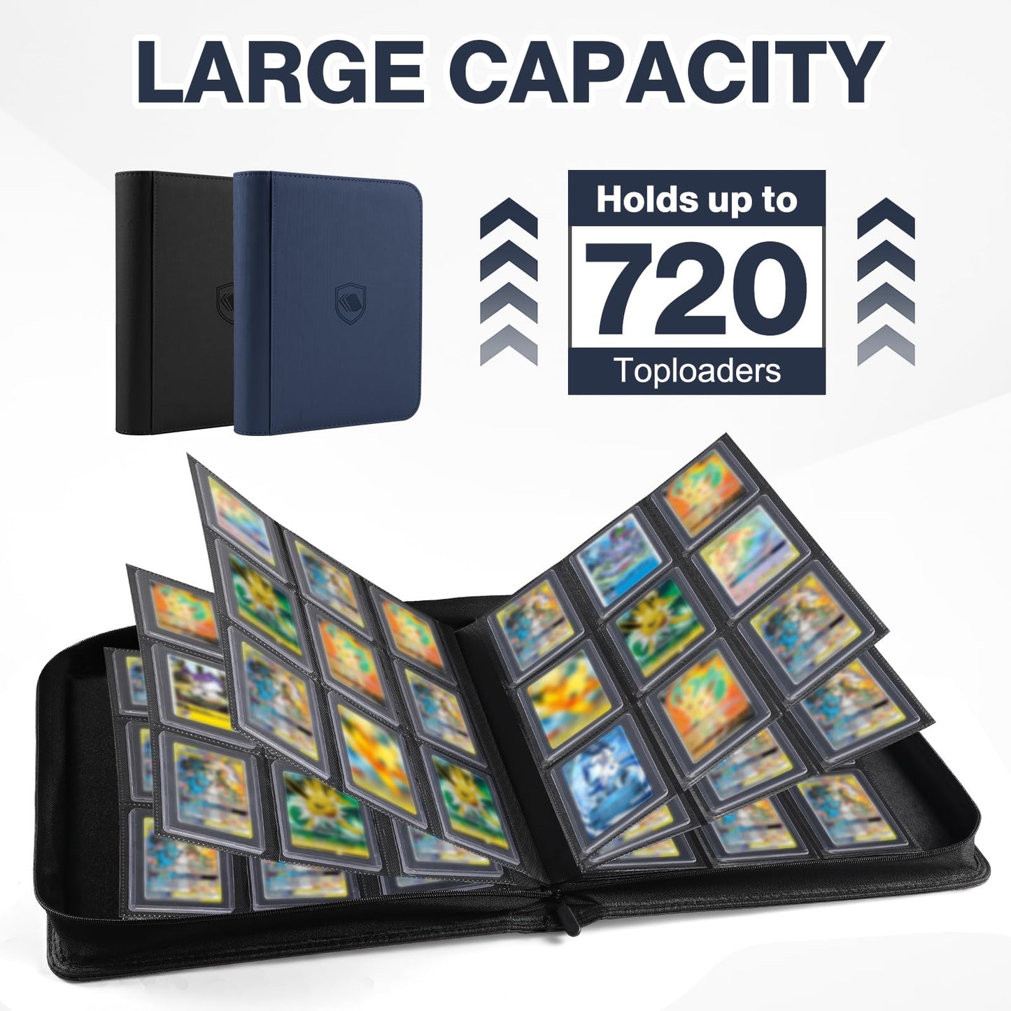 Top Loader Binder 2 Pack, Holds 720 Toploader, 108 Toploaders and 150 Card Sleeves INCLUDED, 9 Pocket Toploader Binder for 3" x 4" Rigid Toploaders