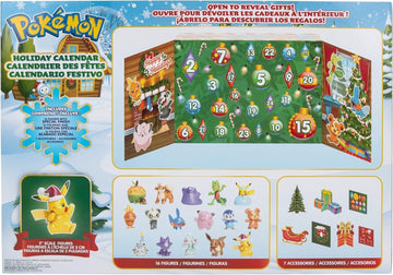 Pokémon PKW2689 Holiday Calendar-Features 16 2-Inch Battle Figures with Special Finish and Eight Unique Accessories, Multi, 43 x 7 x 12 Centimeters