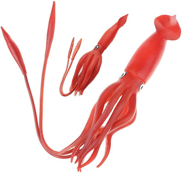 Gemini&Genius Squids Marine Animal World Toys, Realistic Hand Painted Squid and Cub Set Ocean Action Figures Beach, Bath, Swimming Toys for Kids Role