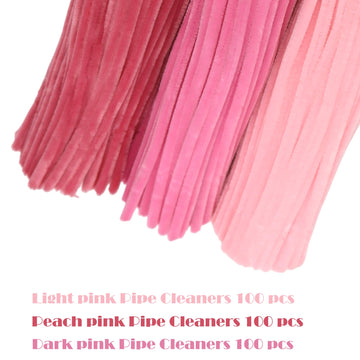 Swpohrat 300 Pieces Shades of Pink Pipe Cleaner Craft Set 3 Assorted Colors,Thick Fuzzy Chenille Stem Pipe Cleaners for DIY Craft Flower Projects