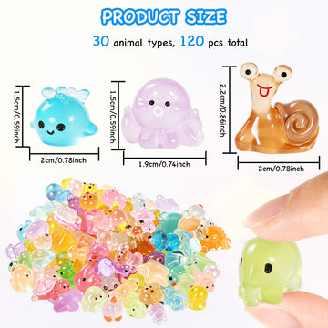 120 Glow In The Dark Animal Resin - 30 Styles?These small animals glow in the dark, Perfect for fairy garden decorations, Miniature landscape