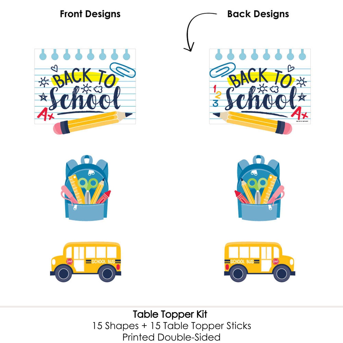 Big Dot of Happiness Back to School - First Day of School Classroom Decorations and Centerpiece Sticks - Table Toppers - Set of 15