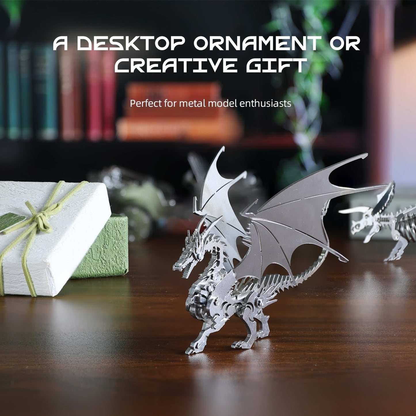 Kolotesame Mythical Fire Dragon 3D Metal Puzzle Model for Adults, Dragon DIY Building Model Kit, Fantasy Wyvern Creature Figurine for Gamers or Desk