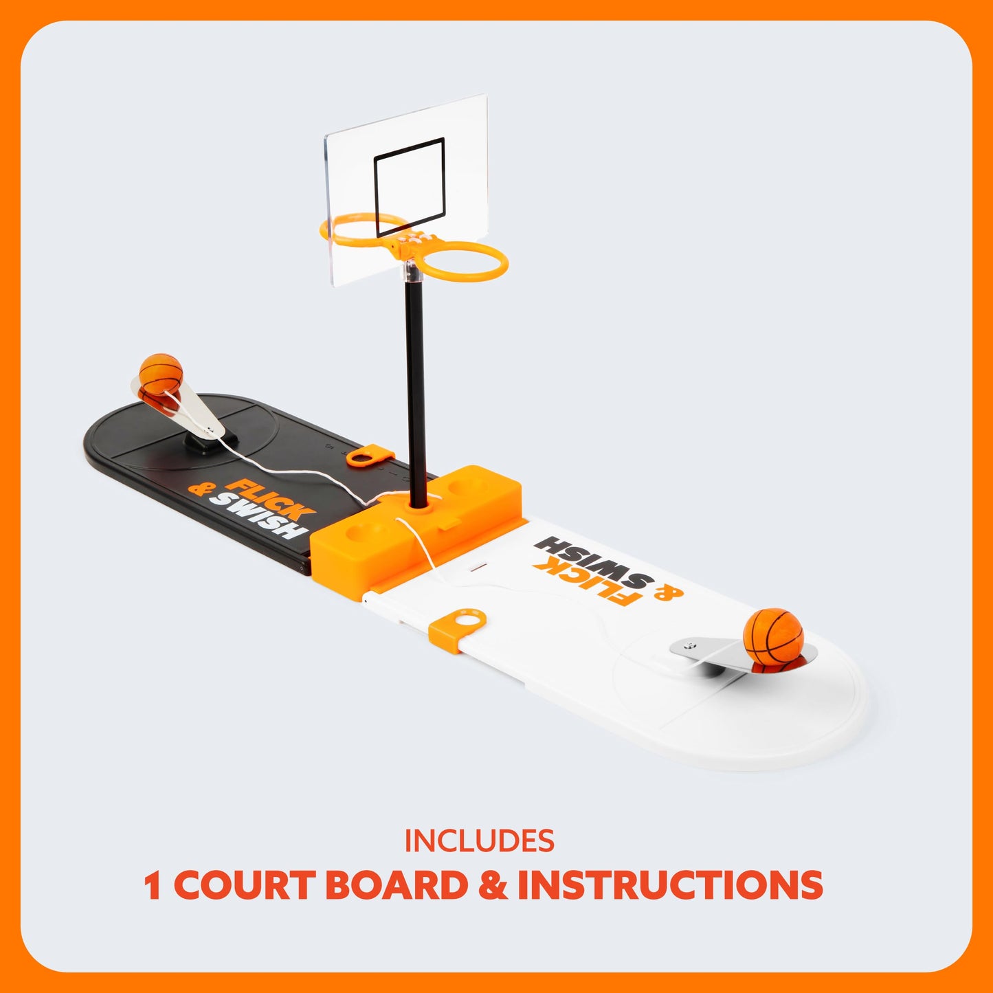 Flick & Swish Basketball Hook & Ring Game By Relatable, Exciting 2 Player Games Everyone Can Enjoy, This Mini Basketball Game Includes 1 Court Board