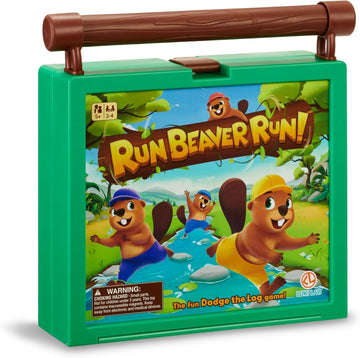 Run Beaver Run - A Fast-Paced Family Board Game with Rolling Log Travel-Friendly Design Perfect for Kids Ages 5+ 2-4 Players Includes Beaver Pieces