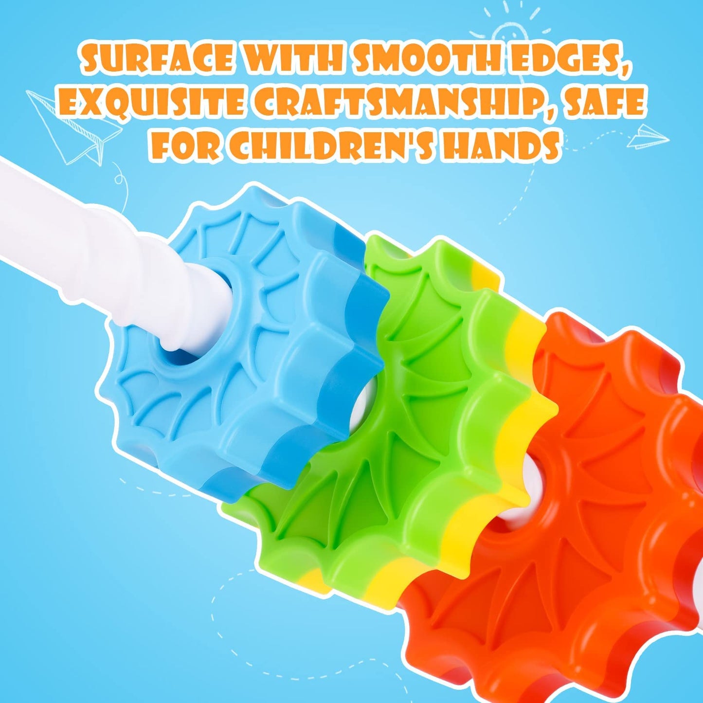 NiToy Spinning Stacking Toy for Kids, Rainbow Tower Dual-Color Spinning Wheels Premium Strong BPA-Free ABS Plastic Early Education Fun Learning