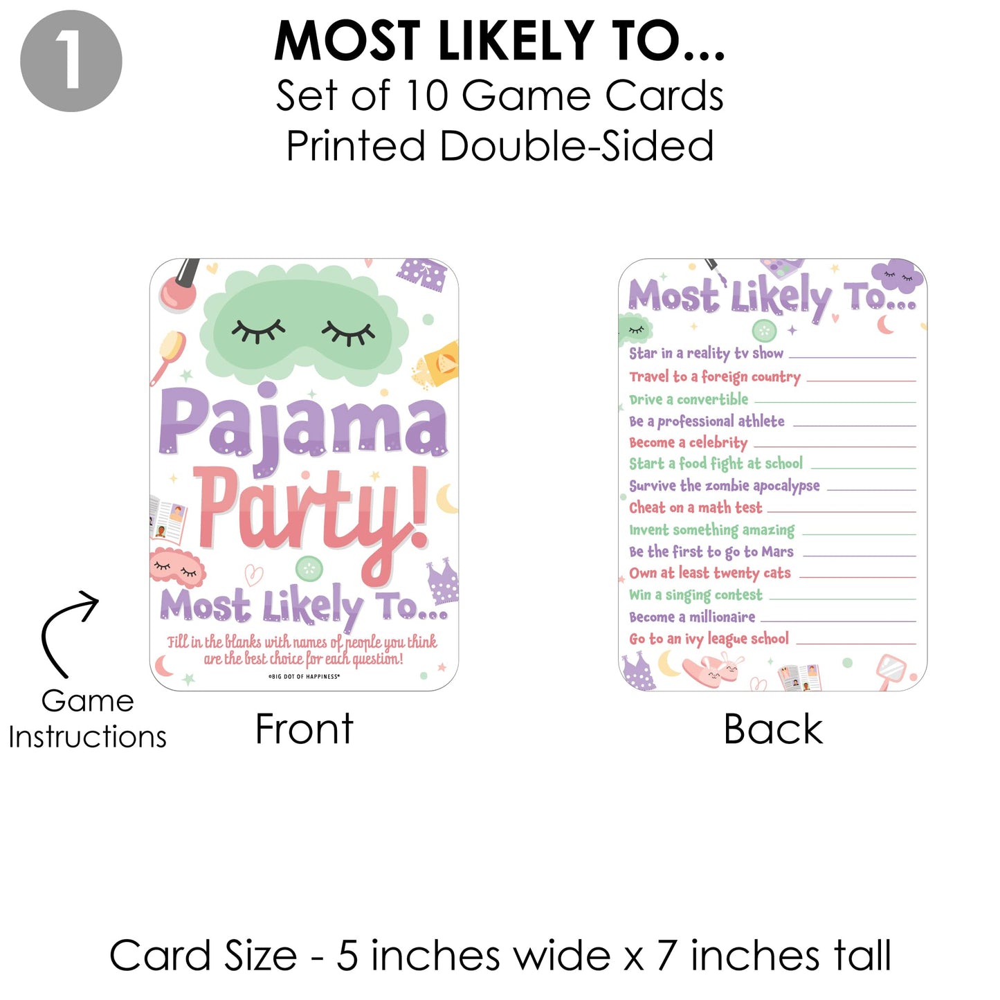 Big Dot of Happiness Pajama Slumber Party - Sleepover Activities & Games for 4 Girls, Birthday Party Group Games, Gamerific Bundle for Kids Parties
